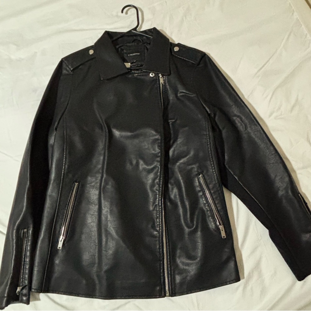 Lane Bryant Moto Black Faux Leather Jacket Size 22/24 NWT